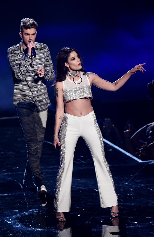Andrew Taggart of The Chainsmokers and Halsey perform onstage during the 2016 MTV Video Music Awards at Madison Square Garden on August 28, 2016 in New York City. Picture: Getty