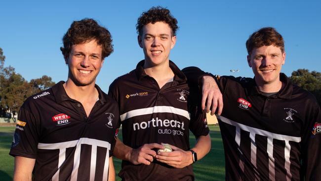 Port Adelaide players (L-R) Zac McCabe, Liam Greber and Tom Andrews. Picture: Brett Hartwig