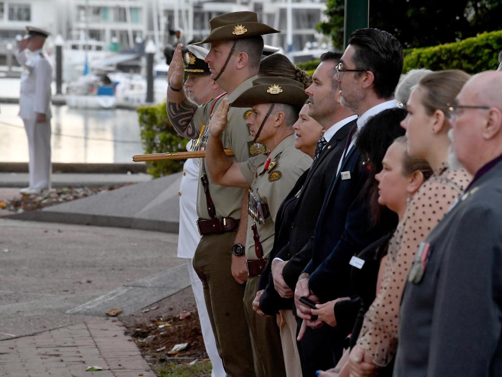 Dawn Service at Anzac Park for 83rd commemoration of Battle of Coral Sea. Picture: Evan Morgan
