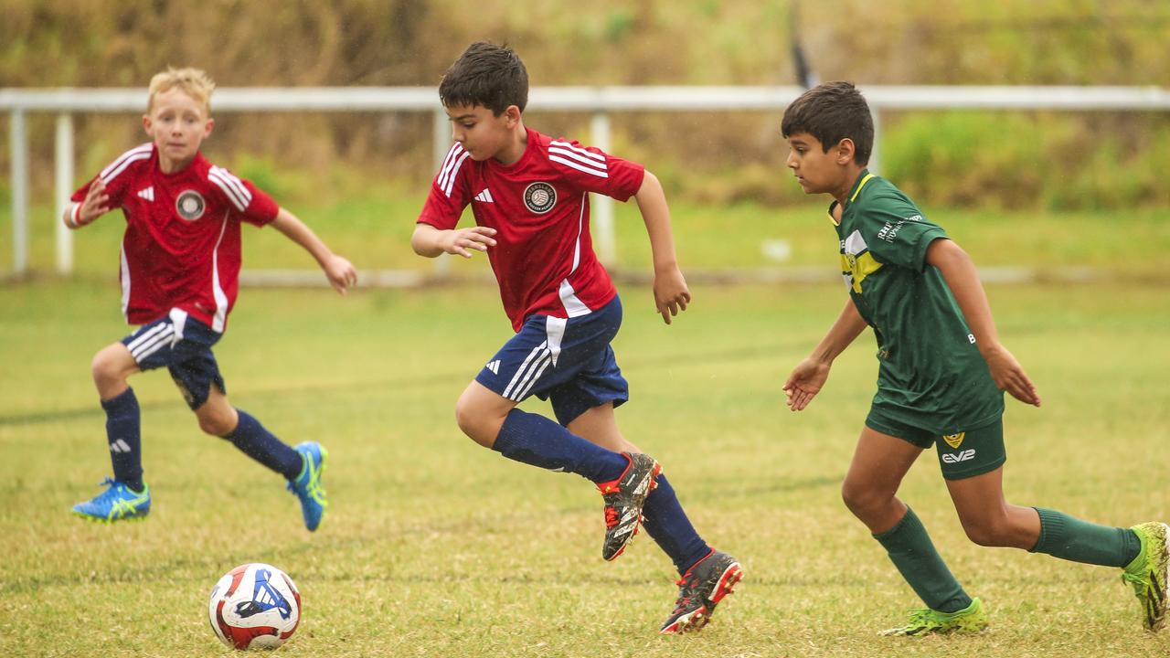 QAS V Michelton FC in the Premier Invitational Football Carnival at Nerang. Picture: Glenn Campbell