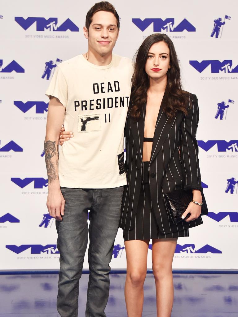 Pete Davidson with then girlfriend Cazzie David in 2017. Picture: Frazer Harrison/Getty