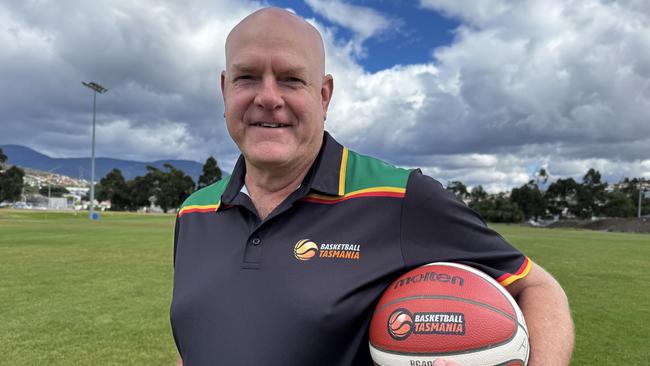 Basketball Tasmania CEO Ben Smith at the site of the proposed $25m Hobart facility. Picture James Bresnehan