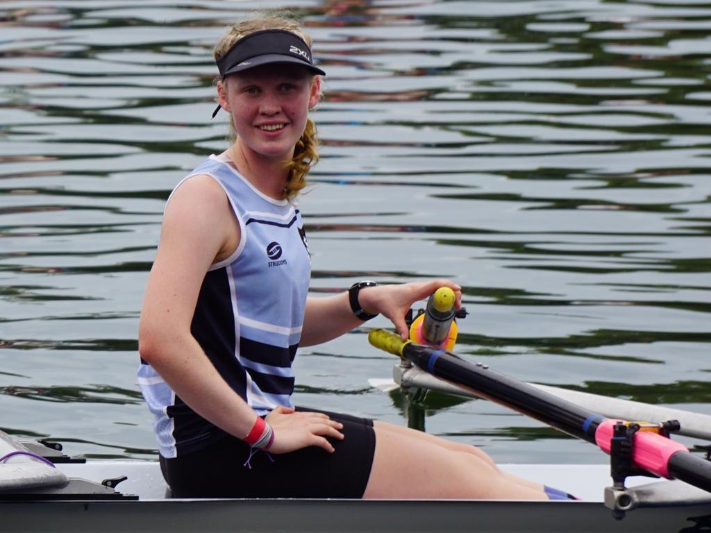 Grafton High's McKenna Wearing and Nadia Smith after winning the Under-16 Girls Double Scull at the NSW Combined High Schools Championships. Photo Nicole Smith