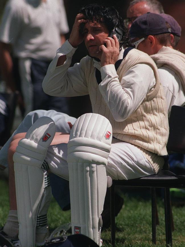 Abdul Qadir on the phone at Carlton Cricket Club.