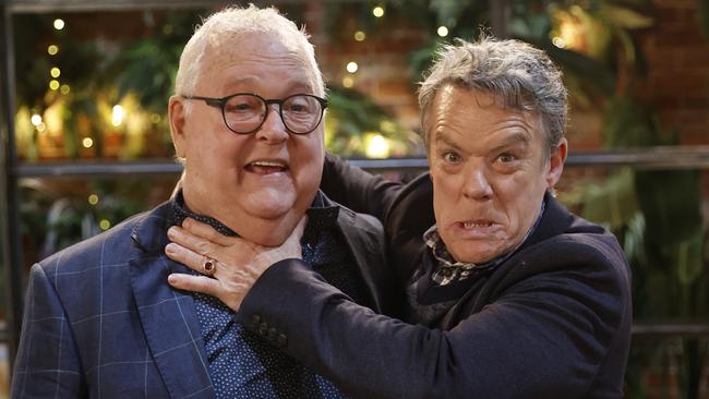 Ian Smith and Stefan Dennis hammed it up on the set of the final episode. Picture: Alex Coppel