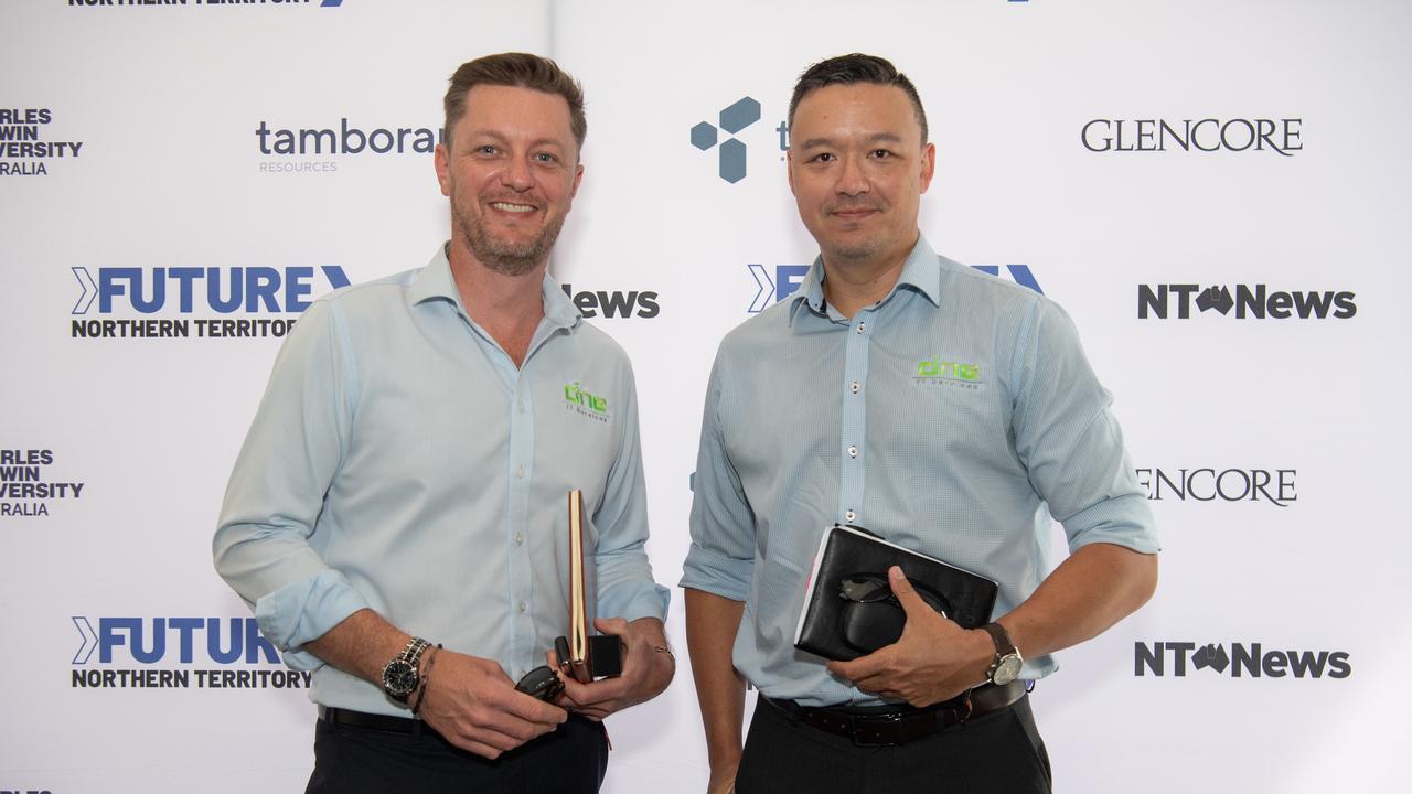 Steve Roberts and Stephen Chungue from One IT Services at the NT News second annual Futures Northern Territory. Picture: Pema Tamang Pakhrin.