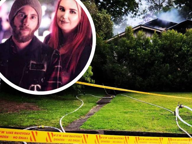 Eli Roth and Jess Shields of Lismore at their house that burnt down on Monday.