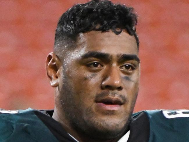 CLEVELAND, OH - AUGUST 23, 2018: Offensive tackle Jordan Mailata #68 of the Philadelphia Eagles runs off the field after a preseason game against the Cleveland Browns on August 23, 2018 at FirstEnergy Stadium in Cleveland, Ohio. Cleveland won 5-0. (Photo by: 2018 Nick Cammett/Diamond Images/Getty Images)