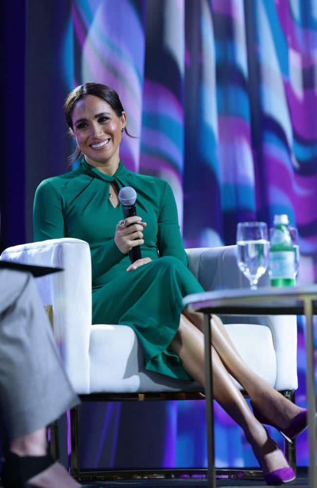 The Duchess of Sussex was the featured guest at the Women’s Fund of Central Indiana event at the Indianapolis Marriott Downtown. Picture: Twitter.