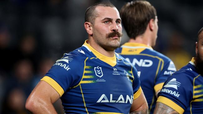 SYDNEY, AUSTRALIA - JULY 16: Regan Campbell-Gillard of the Eels looks on during the round 20 NRL match between Parramatta Eels and Gold Coast Titans at CommBank Stadium on July 16, 2023 in Sydney, Australia. (Photo by Brendon Thorne/Getty Images)