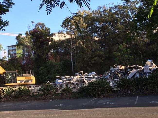 A bulldozer clearing the site last week.