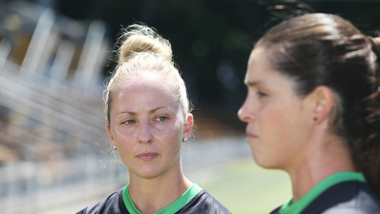 Kasey Badger (right) and Belinda Sharpe will referee NRL matches this weekend. Photo: John Feder/The Daily Telegraph