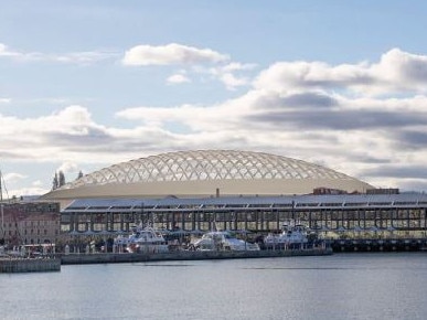 The proposed Macquarie Point AFL Stadium continues to draw controversy. Picture: Macquarie Point Development Corporation