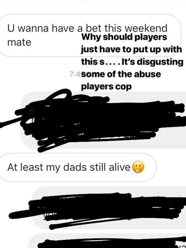 Online abuse directed at Dayne Beams on Instagram.