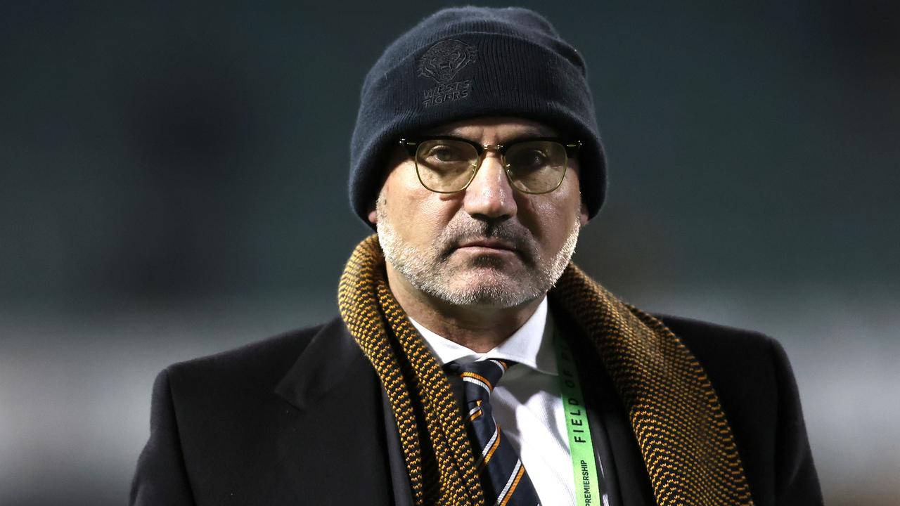 former chairman of the Tigers Lee Hagipantelis walks off. Photo by Jeremy Ng/Getty Images.