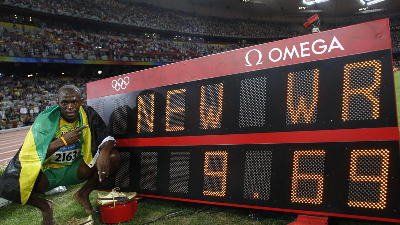 Bolt’s time at the Beijing Games in 2008 is still the Olympic record. Photo by Adrian DENNIS / AFP.