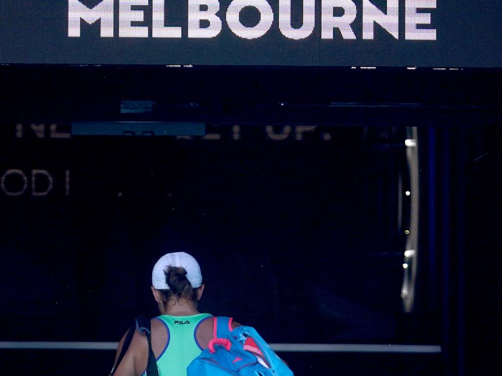 Ashleigh Barty leaves the court.