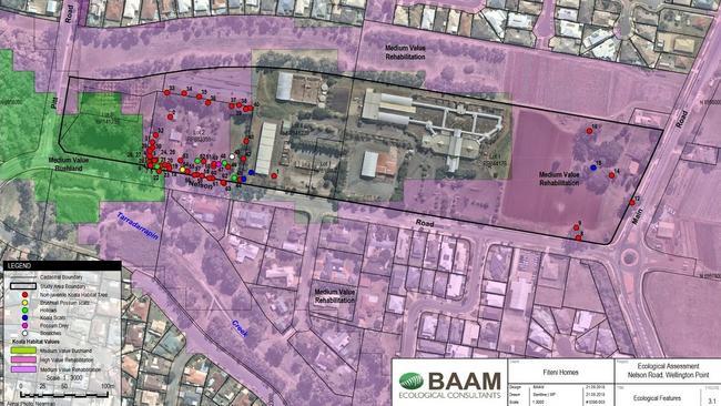 An ecological report which was filed with the approved 2018 development application.