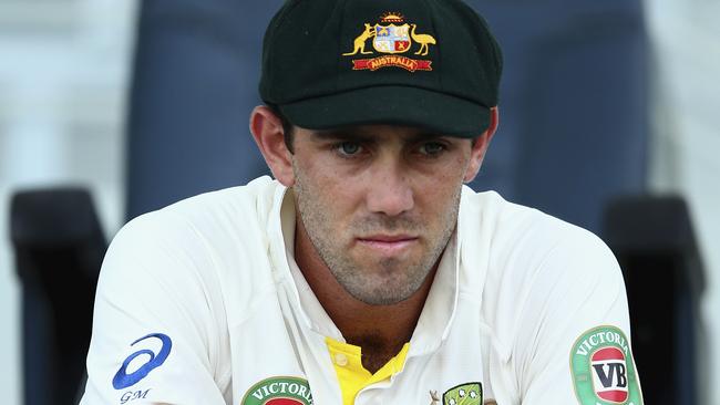 Glenn Maxwell in one of his seven Tests for Australia in Abu Dhabi in 2014.