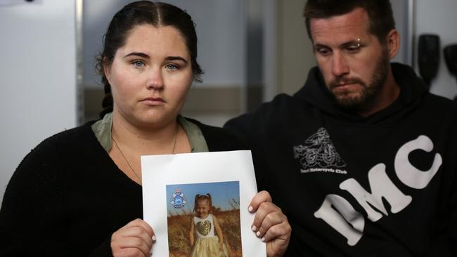 Mother Ellie Smith and stepfather Jake Gliddon appeal for information relating to the disappearance of their child Cleo. Picture: James Carmody/ABC