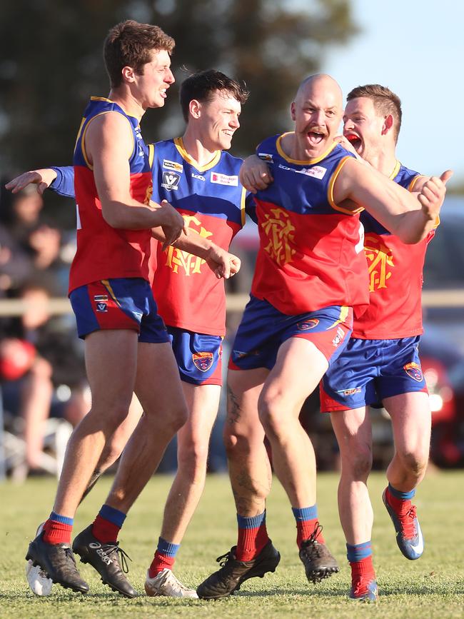 Marong’s Ryan Wellington celebrates his final term goal.