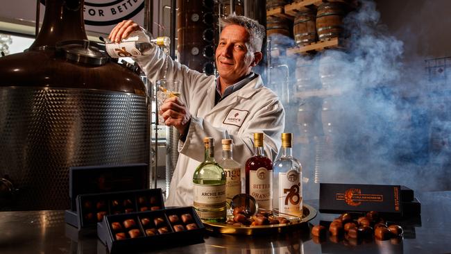 Ben Kolly, Haigh’s Chocolates product manager, at the Adelaide Hills Distillery. Picture: Matt Turner.