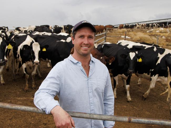 Jake Altmann on his dairy farm in Murray Bridge, South Australia.