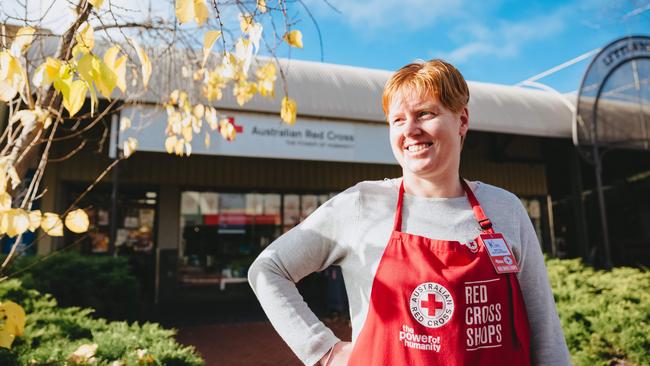 After a debilitating brain injury, Kim Martin found a safe space where she could contribute to her community again by volunteering for the Red Cross. Picture: Chloe Smith