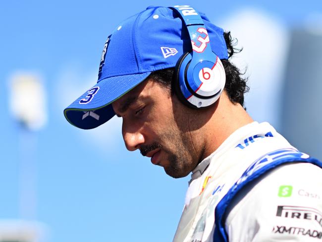 BAKU, AZERBAIJAN - SEPTEMBER 15: Daniel Ricciardo of Australia and Visa Cash App RB looks on, on the grid during the F1 Grand Prix of Azerbaijan at Baku City Circuit on September 15, 2024 in Baku, Azerbaijan. (Photo by Rudy Carezzevoli/Getty Images)