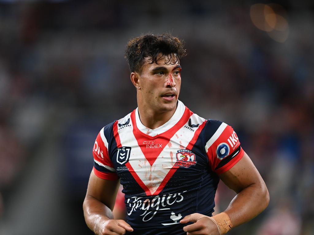 Joseph-Aukuso Suaalii earned special dispensation to allow him to play for the Roosters as a 17-year-old. Picture: NRL Photos