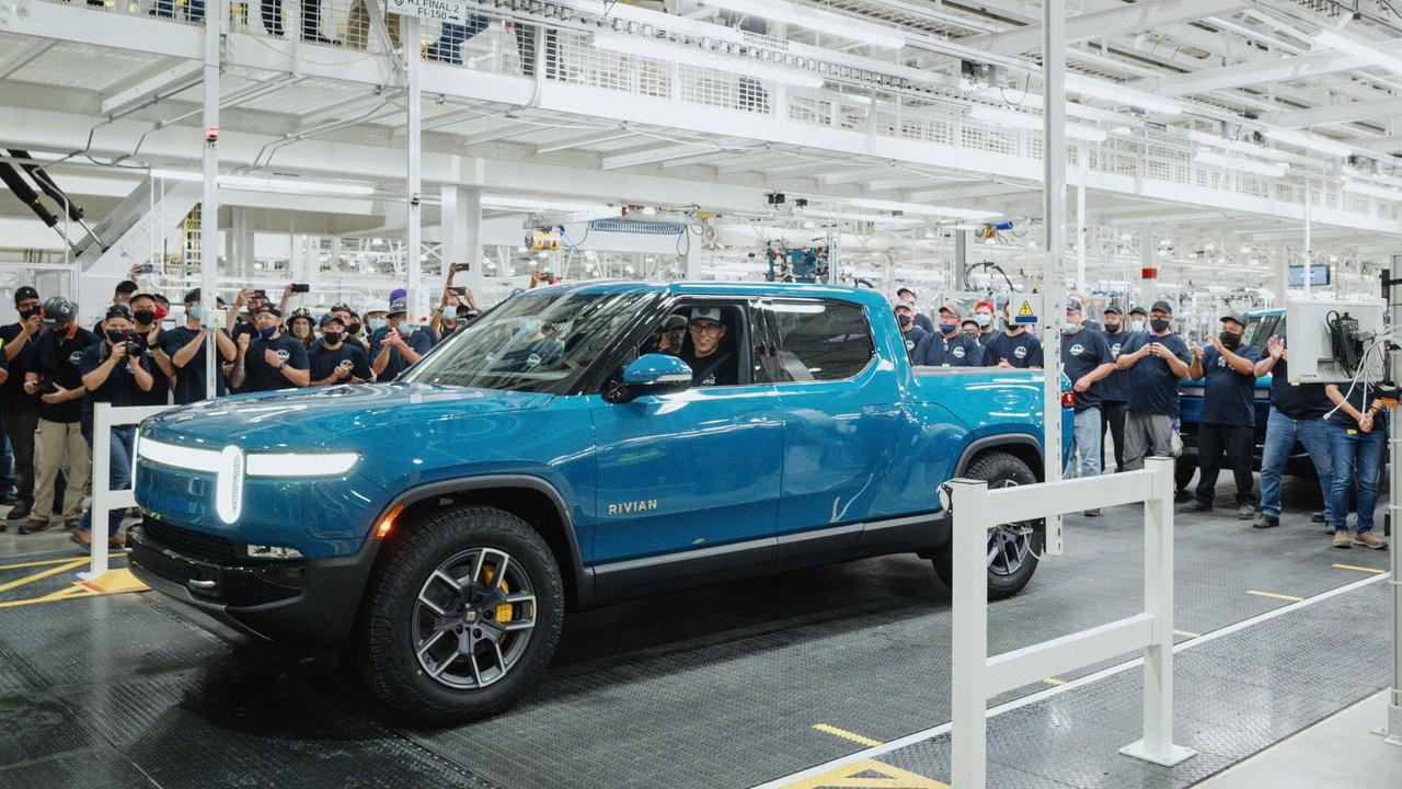 First Rivian R1T electric pick-up truck rolls off the production line.