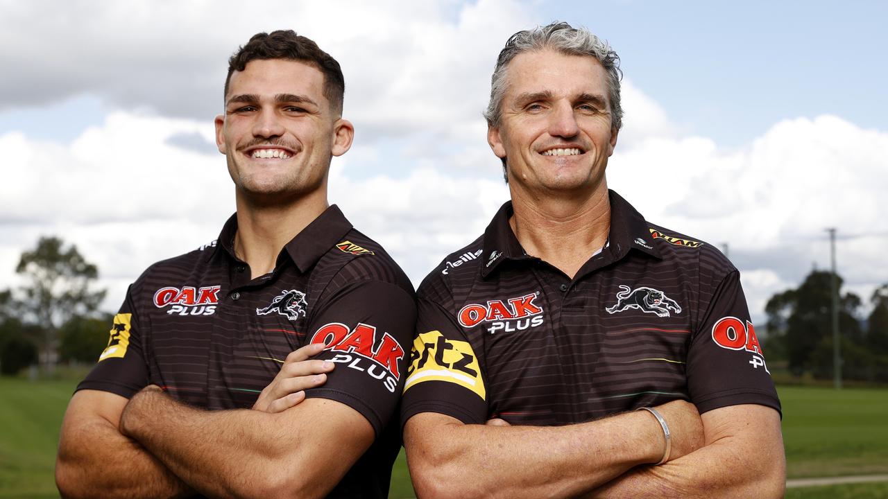 DAILY TELEGRAPH APRIL 13. Penrith Panthers coach Ivan Cleary and son Nathan Cleary have both signed with the club until the end of the 2027 season. Pictured at the Panthers Rugby League Academy after the announcement. Picture: Jonathan Ng