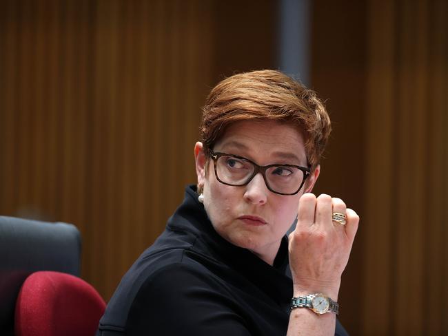 Senator Marise Payne appears before the committee in Parliament House in Canberra. Picture: NCA Newswire / Gary Ramage