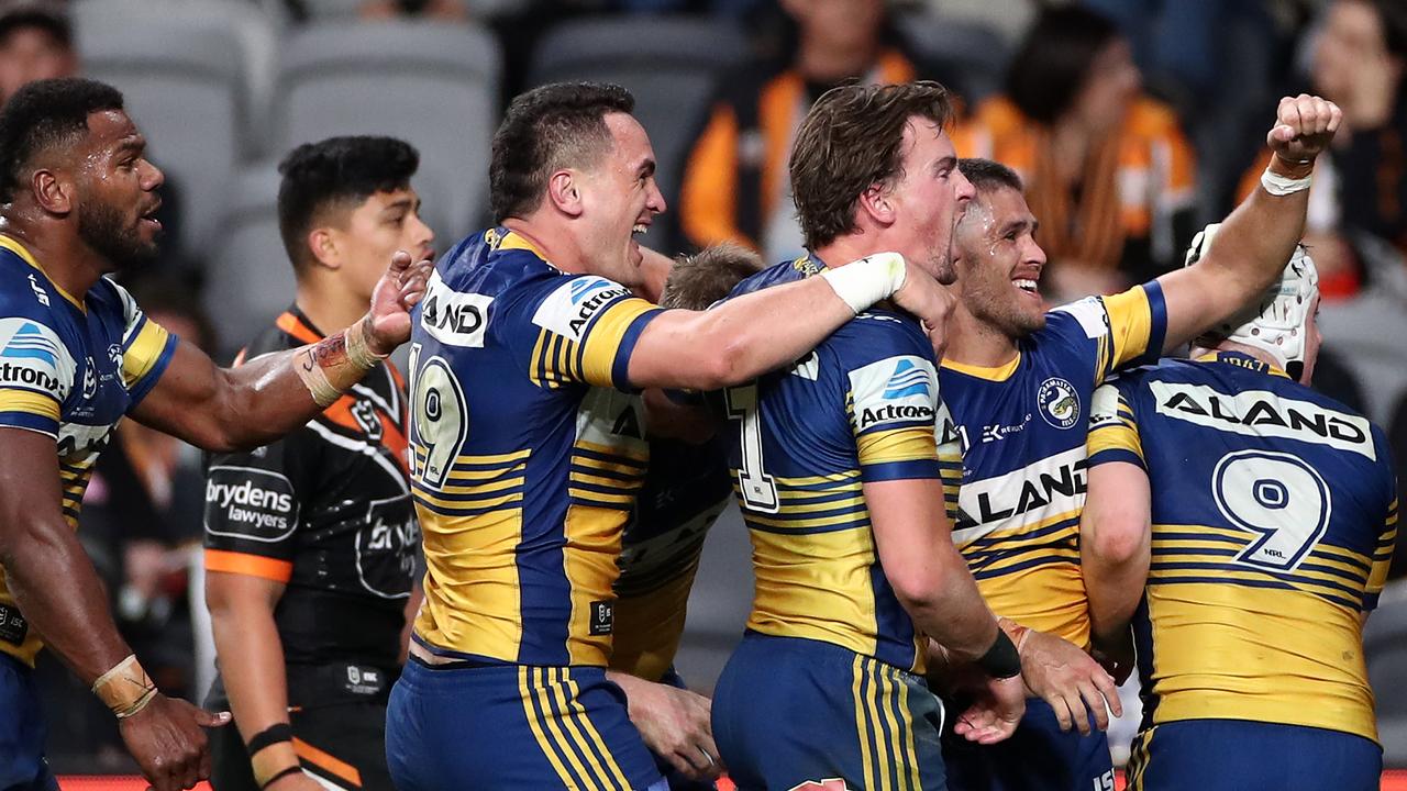 Will Smith (second right) will lead the Eels into battle against the Panthers.