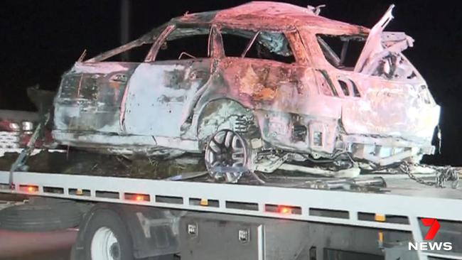 Connor Williams died on Saturday night after his Subaru station wagon crashed into a tree and burst into flames on Naracoorte Rd. Picture: 7NEWS