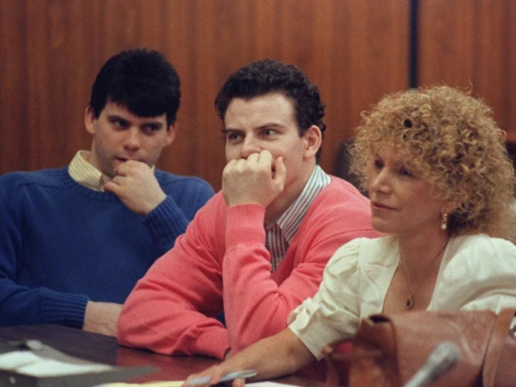 Lyle and Erik Menendez with their lawyer in the ‘80s.