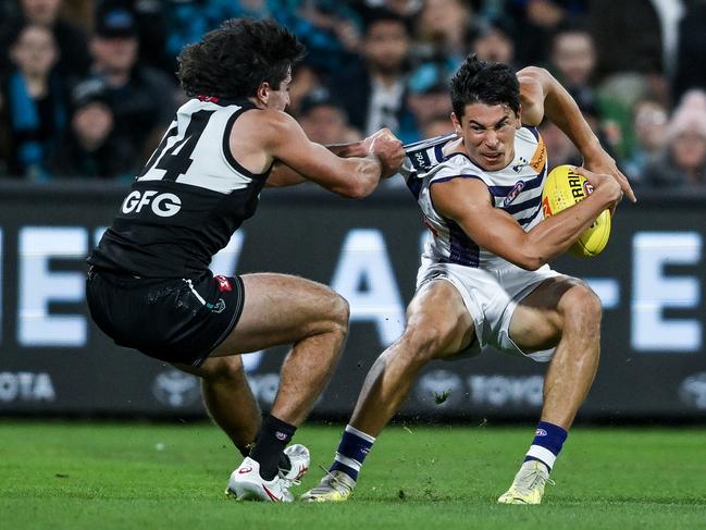 Was Bailey Banfield and the Dockers robbed of a crucial free kick in the dying stages? Picture: Mark Brake/Getty Images.