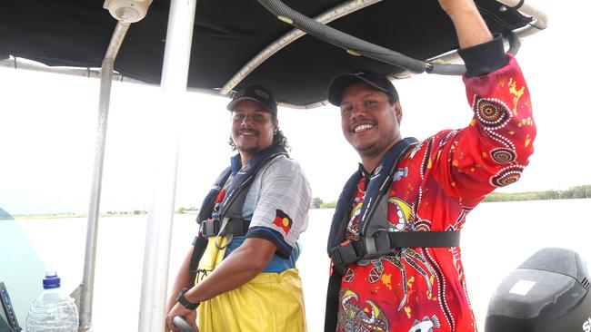 Rick and Jarrod from Far North Queensland Hooked on Fishing rescued dozens of people from Holloways Beach. Picture: Peter Carruthers