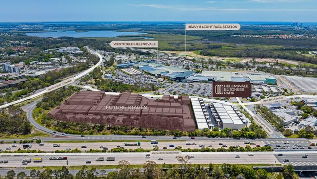 An aerial of the Helensvale business park site.