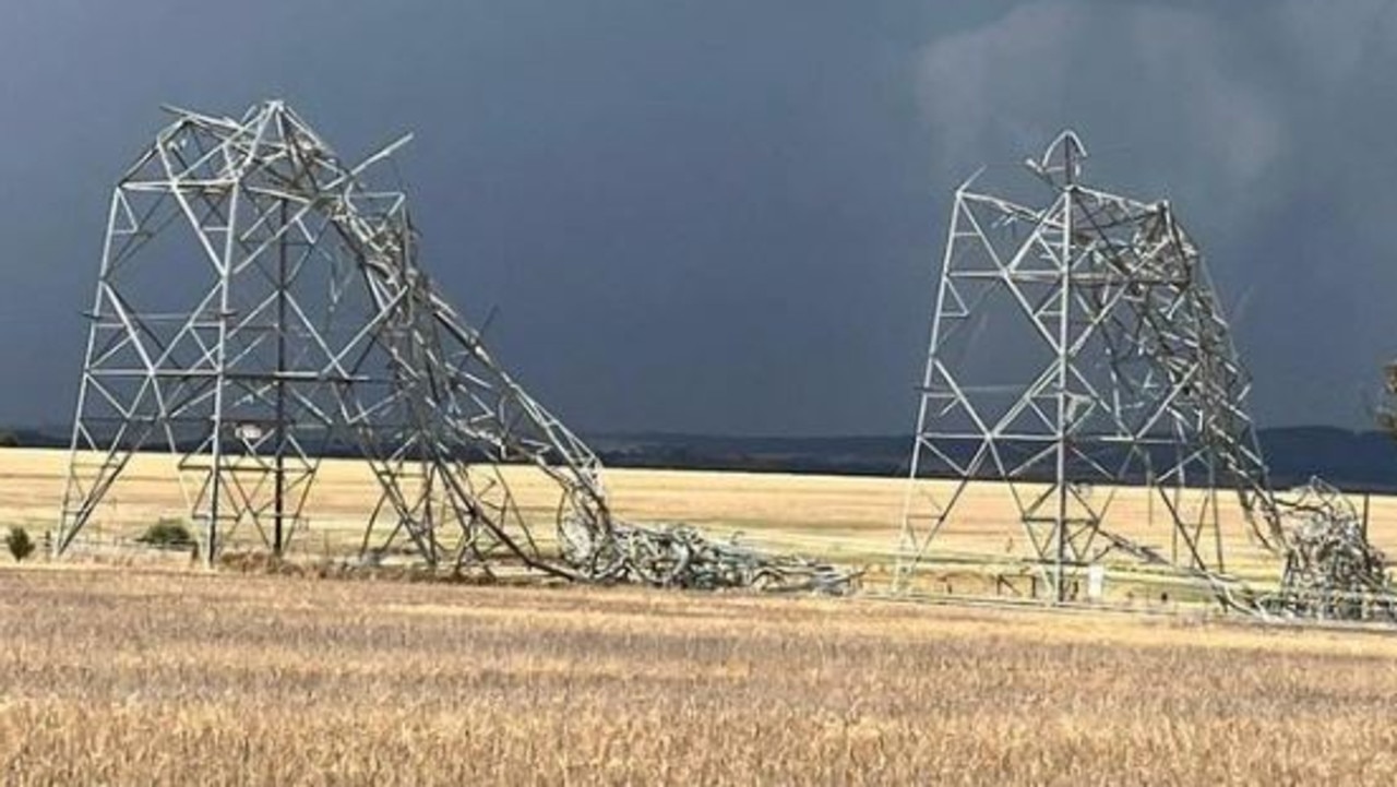 Collapsed power lines at the You Yangs. Picture: Instagram