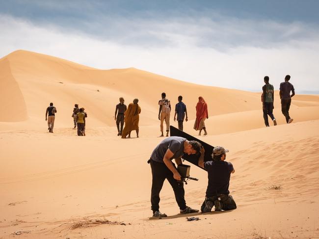 Filming desert scenes for Io Capitano