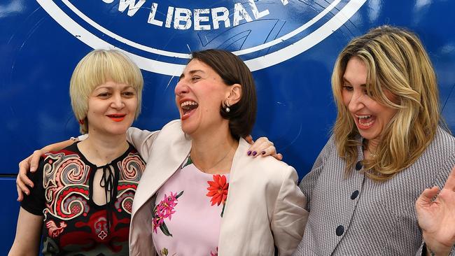 Premier Gladys Berejiklian with sisters Rita and Mary.