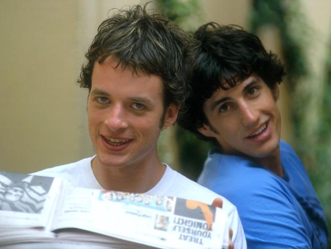 Fresh from Uni are Hamish Blake and Andy Lee on Channel 7 in 2004. Picture: News Corp Australia