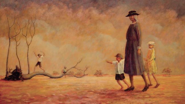 Grandma's Sunday Walk, 1972, set a record price of $2.4 million for a work by artist Russell Drysdale when it sold at an Adelaide auction of the Alan and Margaret Hickinbotham collection in 2017.