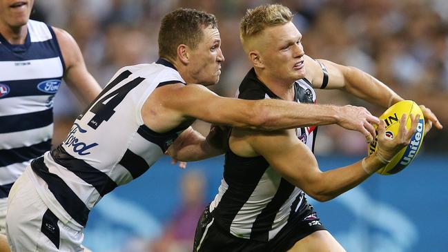 Joel Selwood and the Cats need to focus on stopping Adam Treloar and company on Friday night and forget about the venue. Picture: Michael Klein