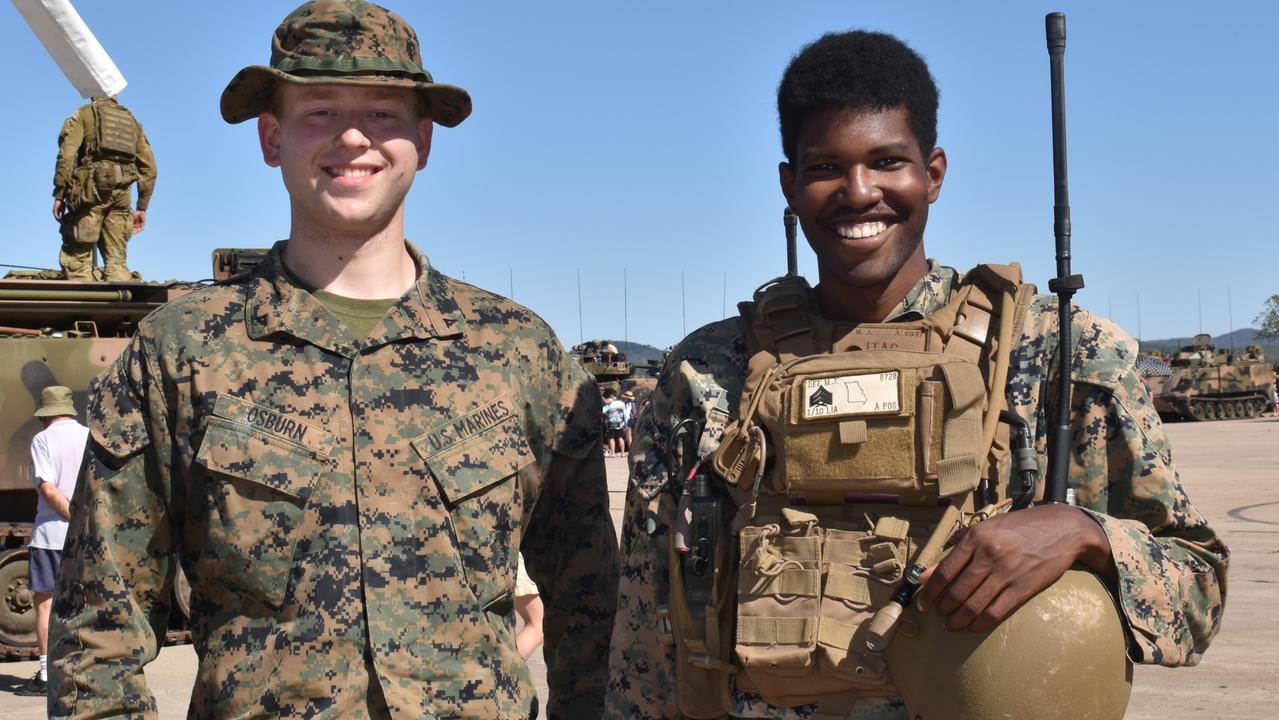 US Marines Lance Corporal Nicholas Osburn and Sergeant Marcus Lee travelled from their base in Okinawa, Japan, to take part in Exercise Talisman Sabre at Bowen. Picture: Kirra Grimes