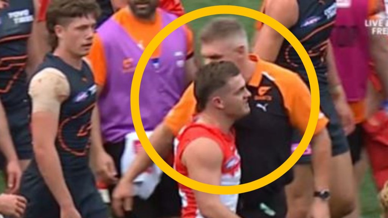 Swans forward Tom Papley, GWS manager Jason McCartney clash