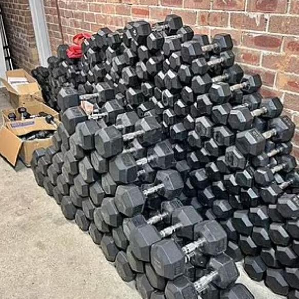 This stack of dumbbells was put up for sale for just $3 a kilo.