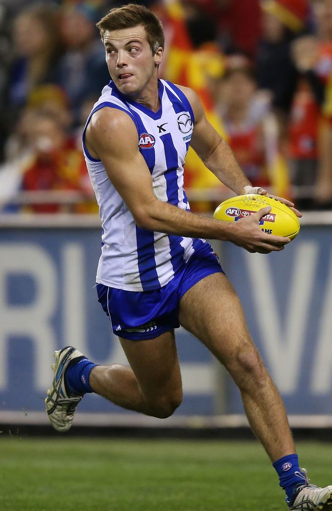 North Melbourne defender Luke McDonald won a Rising Star nomination for his efforts against Sydney. Picture: Getty
