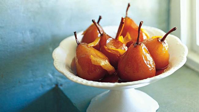 Glazed pears with mascarpone. Picture: Mark Chew